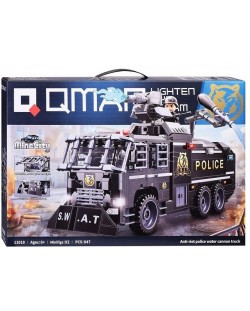 Constructor Qman - Camion de Poliție cu Tun de Apă, 847 piese