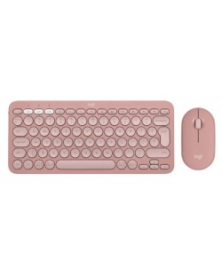 Set tastatură și mouse Logitech - Pebble 2, fără fir, Tonal Rose
