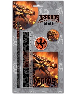 Set de materiale școlare Graffiti Dragons - 5 piese