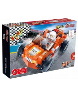 Constructor BanBao - mașină de curse, portocaliu, 108 bucăți