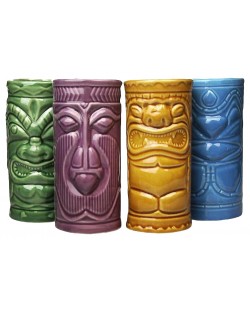 Set de căni Mikamax - Tiki, ceramică, 4 bucăți, 330 ml