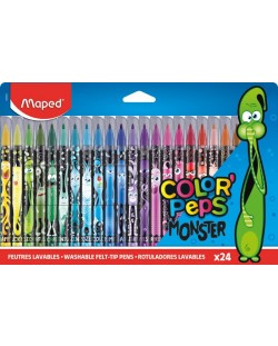 Set carioci Maped Color Peps - Monster, 24 culori