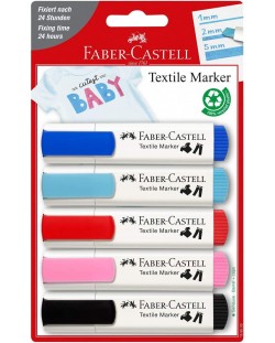Set markere textile Faber-Castell - 5 culori, petrecere