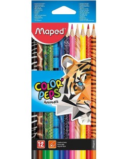 Set creioane colorate Maped Color Peps - Animals, 12 culori