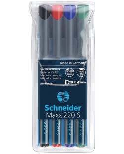 Set de 4 markere Schneider permanente OHP Maxx 220 S, 0,4 mm
