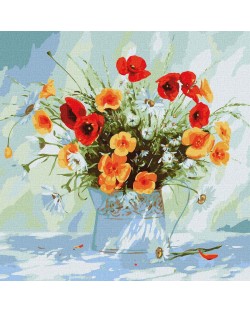 Set de pictură pe numere Ideyka - Flori de vară, 40 x 40 cm