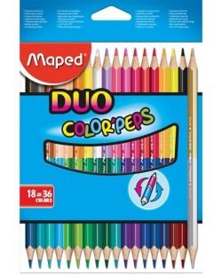 Set creioane colorate Maped Color Peps - Duo, 18 bucati, 36 culori