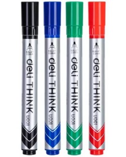 Set de markere Deli Think Whiteboard Marker - EU00101, 4 culori