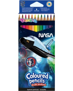 Set de creioane colorate Colorino - Nasa, 12 culori