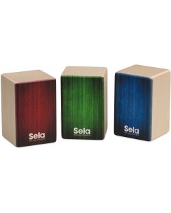 Sela Shaker Set - Mini Cajon, roșu/verde/albastru