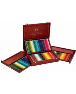 Set de creioane colorate Caran d'Ache Supracolor + Pablo - 160 de bucăți, cutie de lemn