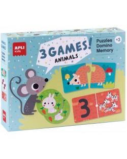 Set de 3 jocuri Apli - Puzzle, Domino si joc de memorie