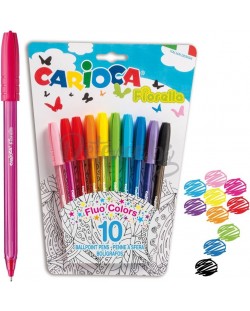 Carioca - Set de stilouri Fiorella Fluo, 10 culori