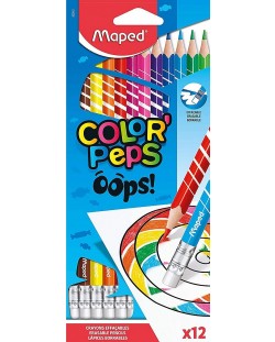 Set creioane Maped Color Peps Oops - 12 culori, care se sterg