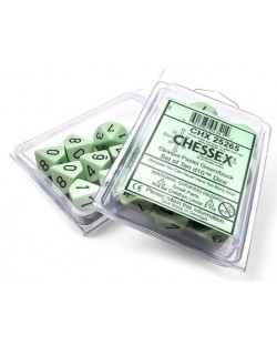 Set zaruri Chessex Opaque Pastel - Green/black, 10 bucati