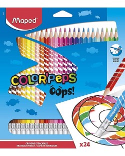 Set creioane Maped Color Peps Oops - 24 culori, care se stetrg