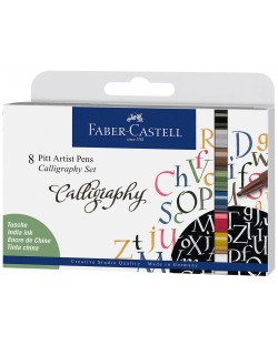 Set markere caligrafice Faber-Castell Pitt Artist - 8 culori