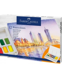 Set de vopsele acuarela Faber-Castell - 12 culori, in cutie