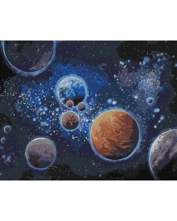 Set de pictură pe numere Ideyka - Cosmos misterios, 40 x 50 cm
