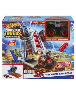 Set Hot Wheels Monster Trucks - Tire Press Challenge, Arenă mondială