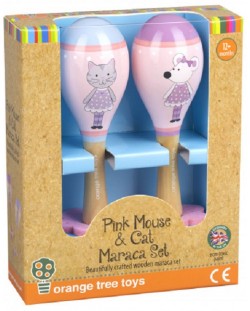 Set de maracasuri Orange Tree Toys - Șoarece și pisoi, roz