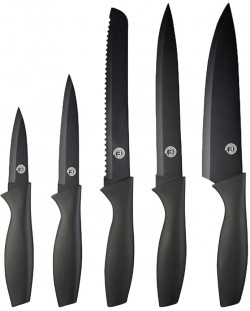 Set de cuțite MasterChef - 5 buc, oțel, PP, negru