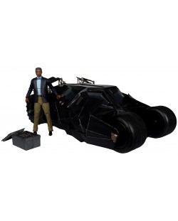 Set figurine de colecție McFarlane DC Comics: Batman - Lucius Fox & Tumbler (Gold Label)