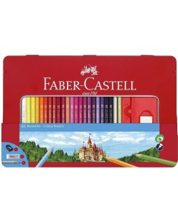 Set de creioane colorate Faber-Castell Castel - 48 de culori, cutie metalică