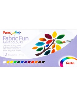 Set culori textile Pentel - 12 culori, 6 ml