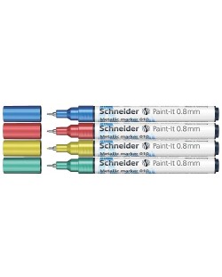 Set de markere metalice Schneider Paint-It 010, 0,8 mm, 4 culori de bază