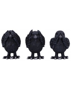 Set de statuete Nemesis Now Adult: Humor - Three Wise Ravens, 8 cm