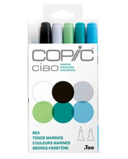 Set de markere Too Copic Ciao - Tonuri marine, 6 culori