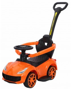 Mașinuța Ocie - Ride-On B Super, cu maner parental, portocale