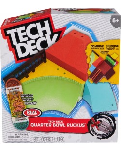 Set joc  Tech Deck - X-Connect, Rampă pentru degete și skateboard, Quarter Bowl Ruckus