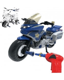 Constructor Raya Toys - Motocicletă de poliție cu lumini și sunete, 58 de piese