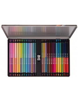 Set de creioane colorate cu două capete Daco - 60 de culori, cutie metalică