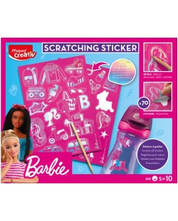 Set creativ Maped Creativ Barbie - Stickere Scratch, 70 buc.