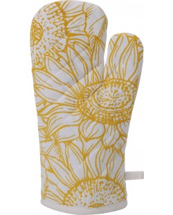 H&S mănușă de bucătărie cu flori - 18 x 32 cm, bumbac, galbenă