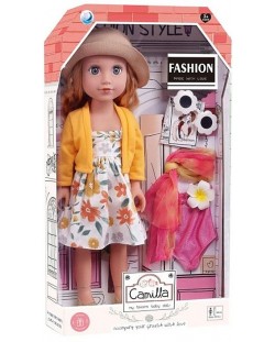 Păpușă cu haine și accesorii Raya Toys - Camilla, 44 cm