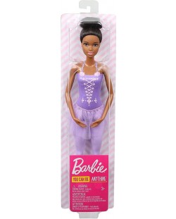 Papusa Mattel Barbie - Balerina, cu par negru si rochie mov