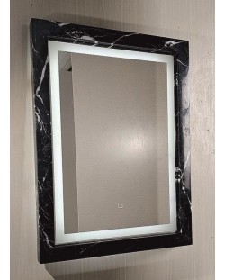 Oglindă de perete cu LED Inter Ceramic - ICL 8060BM, 60 x 80 cm, marmură neagră