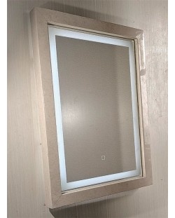 Oglindă de perete cu LED Inter Ceramic - ICL 8060GL, 60 x 80 cm, marmură Galala