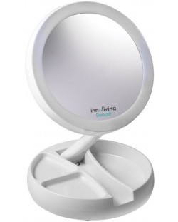 Oglindă cosmetică cu LED Innoliving - INN-805, Ø13 cm, mărire 5X
