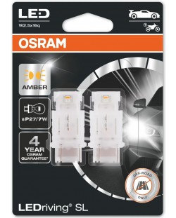 Becuri auto LED Osram - LEDriving, SL, Amber, P27/7W, 1.3W, 2 bucăți, galbene