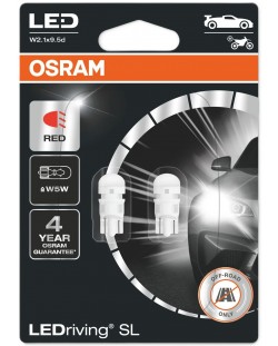 Becuri auto LED Osram - LEDriving, SL, Roșii, W5W, 1W, 2 bucăți, roșii