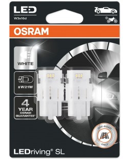 Becuri auto LED Osram - LEDriving, SL, W21W, 1.4W, 2 bucăți, albe
