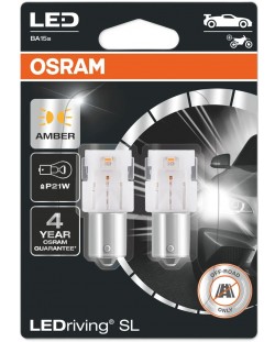 Becuri auto LED Osram - LEDriving, SL, Amber, P21W, 1.3W, 2 bucăți, galbene