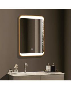 Oglindă de perete cu LED Inter Ceramic - ICL 1823, 60 x 90 cm, auriu