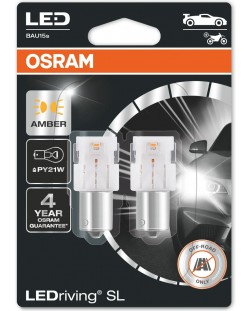 Becuri auto cu LED Osram - LEDriving, SL, Amber, PY21W, 1.3W, 2 buc, galben