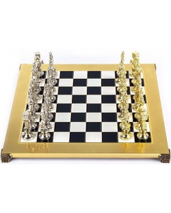 Șah de lux Manopoulos - Renaștere, câmpuri negre, 36 x 36 cm